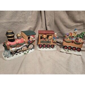 Vintage Hand-Painted Porcelain Train Set
